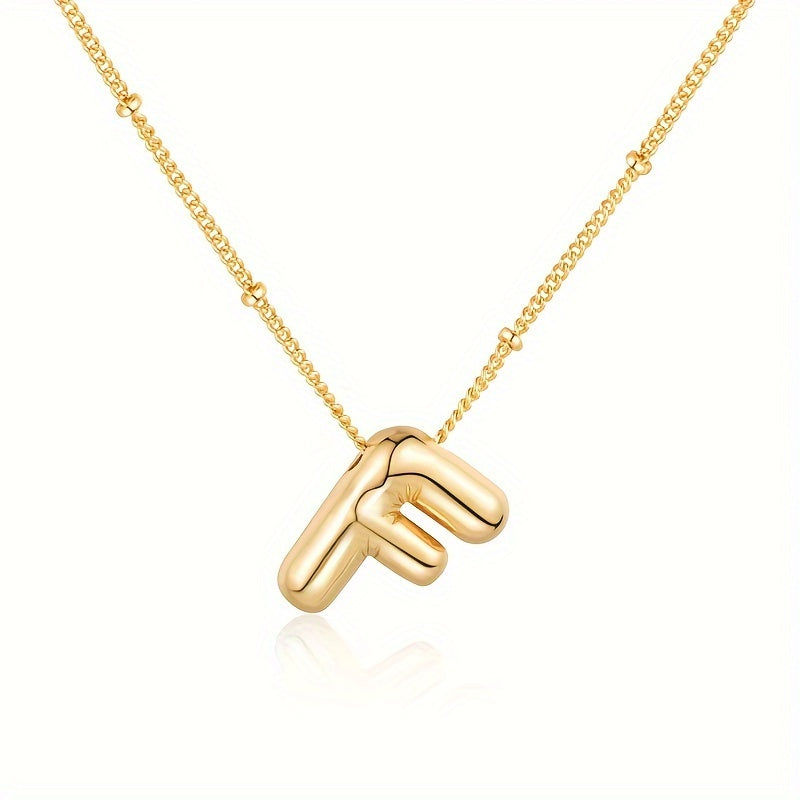 Chic Bubble Letter Necklace - Customizable Initial Pendant with 18K Gold Plated Glam - Delicate & Puffy Alphabet Jewelry for Women & Girls - Perfect Personalized Gift