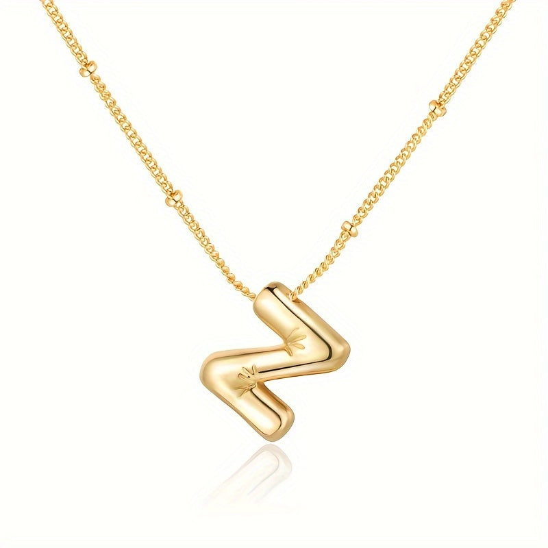 Chic Bubble Letter Necklace - Customizable Initial Pendant with 18K Gold Plated Glam - Delicate & Puffy Alphabet Jewelry for Women & Girls - Perfect Personalized Gift