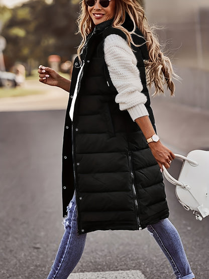 Womens Fashion Sleeveless Hooded Winter Coat - Ultra-Warm, Versatile & Stylish - Long Length Outerwear for All Occasions