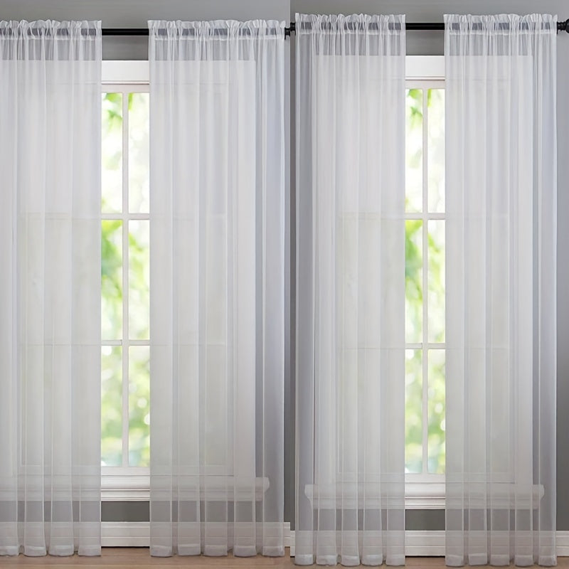 4 Pieces Thin Mesh Translucent Curtains, Living Room Bedroom Curtain, Translucent Drape Tulle Gauze Tulle Curtain Bedroom Living Room Dining Room Curtain