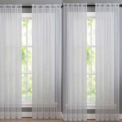 4 Pieces Thin Mesh Translucent Curtains, Living Room Bedroom Curtain, Translucent Drape Tulle Gauze Tulle Curtain Bedroom Living Room Dining Room Curtain