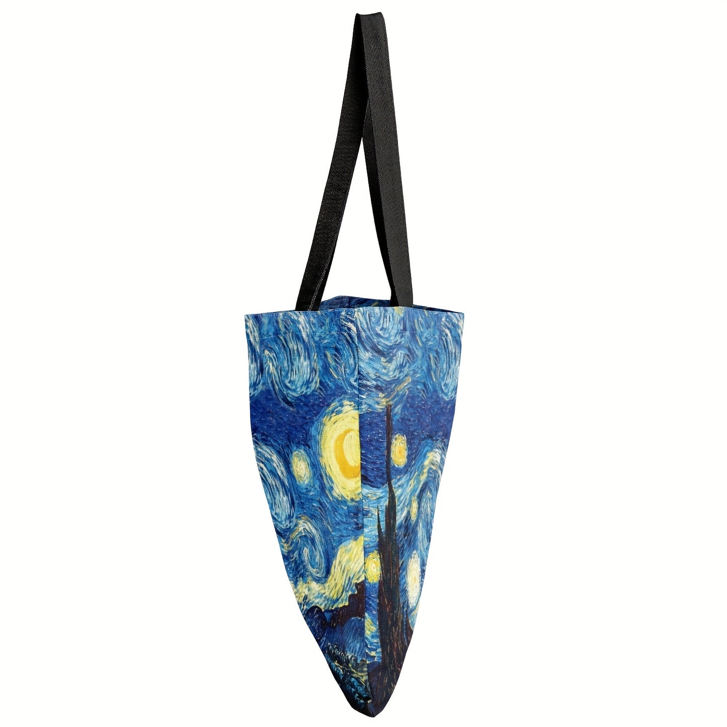 Starry Night Canvas Tote Bag, Large Capacity & Lightweight, Reusable Grocery Shopping Bag With Shoulder Strap