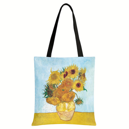 Starry Night Canvas Tote Bag, Large Capacity & Lightweight, Reusable Grocery Shopping Bag With Shoulder Strap