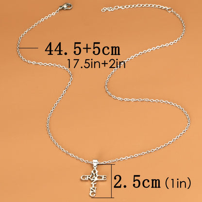 3pcs Stainless Steel Christian Faith Words Pendant Necklace, Unisex Couple Jewelry Gift