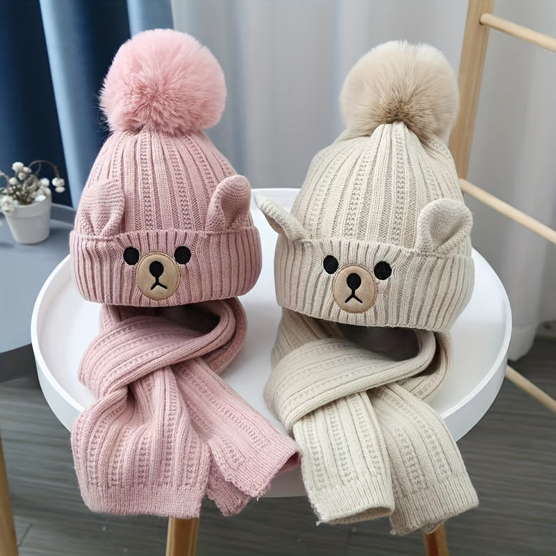 2pcs Cozy Winter Kids Hat and Scarf Set - Soft Velvet Warmth for Boys and Girls, Perfect Gift Idea for Little Ones, Ideal for Outdoor Play and Cold Weather