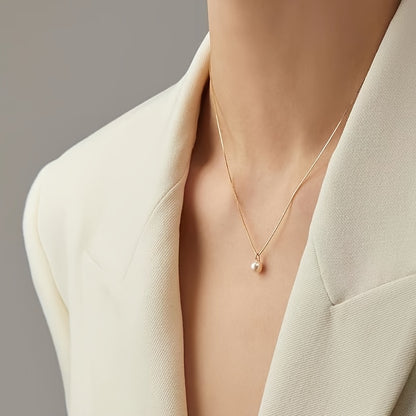 Lustrous Freshwater Pearl Pendant Necklace - Durable 18K Gold Plated Chain for Daily Glamour & Special Occasions - Chic, Sexy Style Jewelry, Perfect Holiday Gift for Her, Presented in a Luxury Gift Box