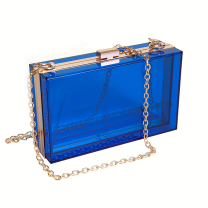 Clear Acrylic Purse For Women, Transparent Handbag With Detachable Chain Strap, Evening Clutch Shoulder Bag For Wedding Party Prom Banquet