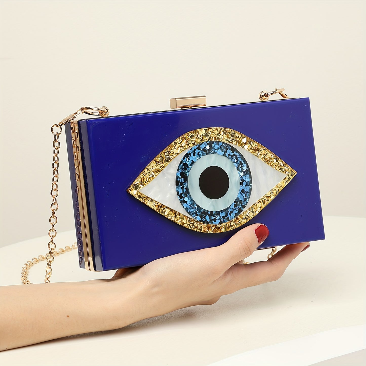 Mini Eyes Acrylic Evening Clutch, Elegant Dinner Purse, Women's Formal Banquet Handbag & Crossbody Bag