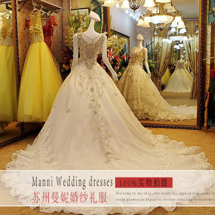 LOVECCR  New Foreign Trade Wedding Dress  Cross Border Bridal Wedding Luxury Rhinestone Wedding Dress Custom Wedding Dress