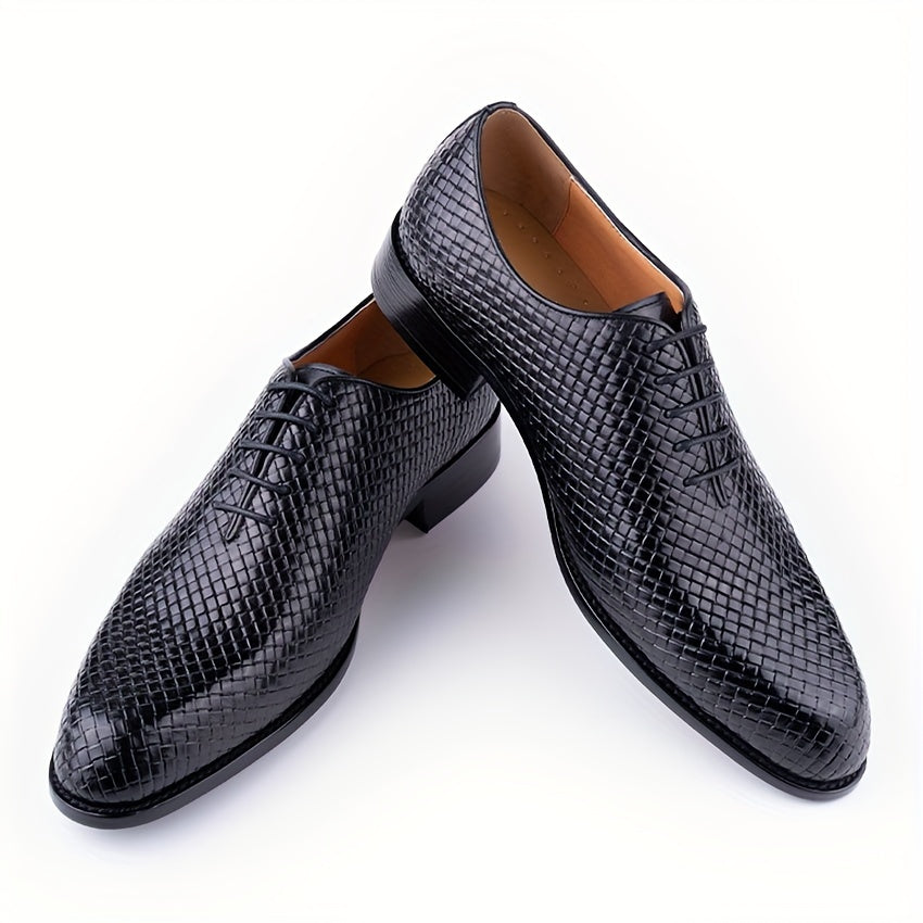 Premium Mens Leather Oxfords - Ventilated & Durable Dress Shoes - Comfortable for Business, Office, Wedding, Party - Classic Lace-up Style for Suits & Special Occasions