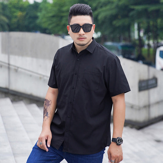 Plus Size Short-Sleeved Shirt Men's Business Casual All-Match Multi-Color Business Wear Loose Fat Brother Short-Sleeved Shirt Fat Guy Shirt