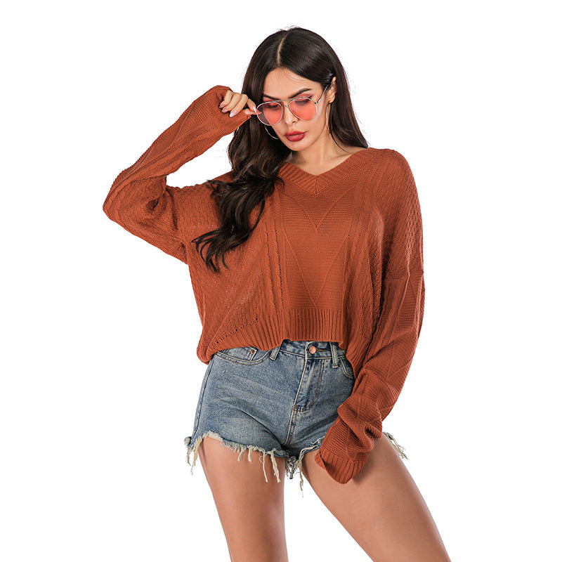 LOVECCR popular  2025 New women's clothing autumn and winter loose home V-neck autumn knitted sweater pullover sweater wholesale