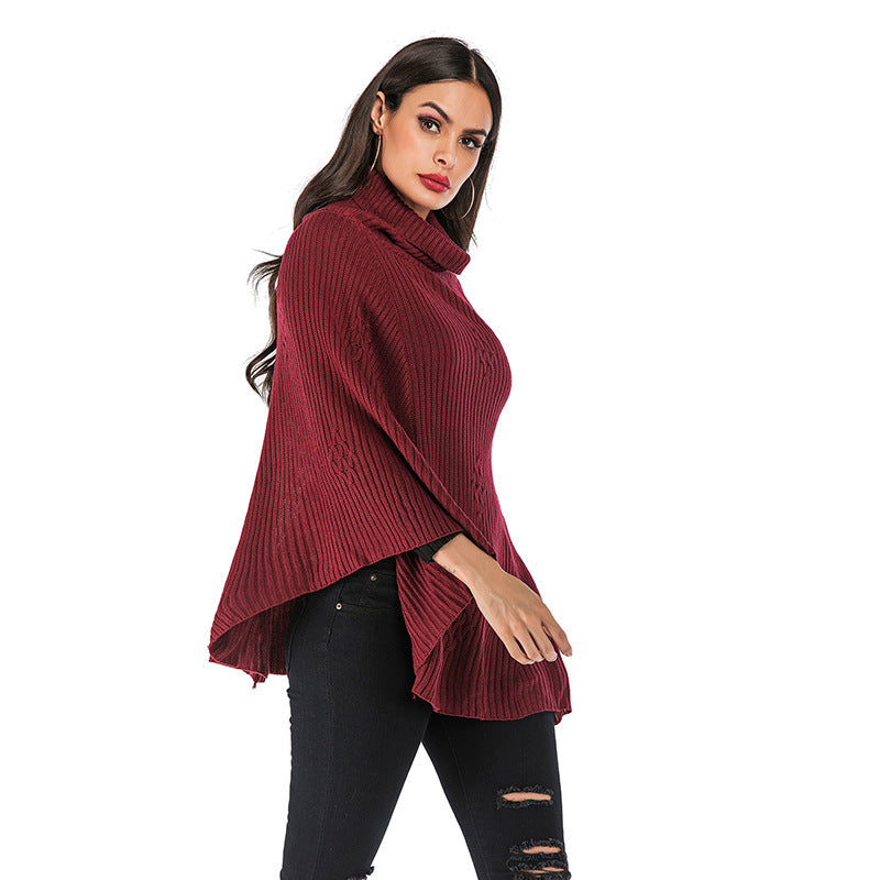 LOVECCR 2025 New women's sweater women's turtleneck lazy style casual lazy shawl women's pullover knitted sweater