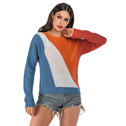 LOVECCR 2025  women's clothing Hot autumn and winter sweater loose cardigan contrasting colors women wearing long-sleeved knitted sweaters on both sides