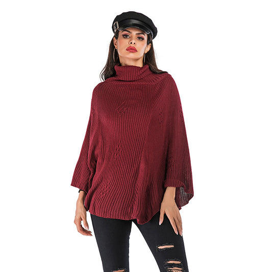 LOVECCR 2025 New women's sweater women's turtleneck lazy style casual lazy shawl women's pullover knitted sweater