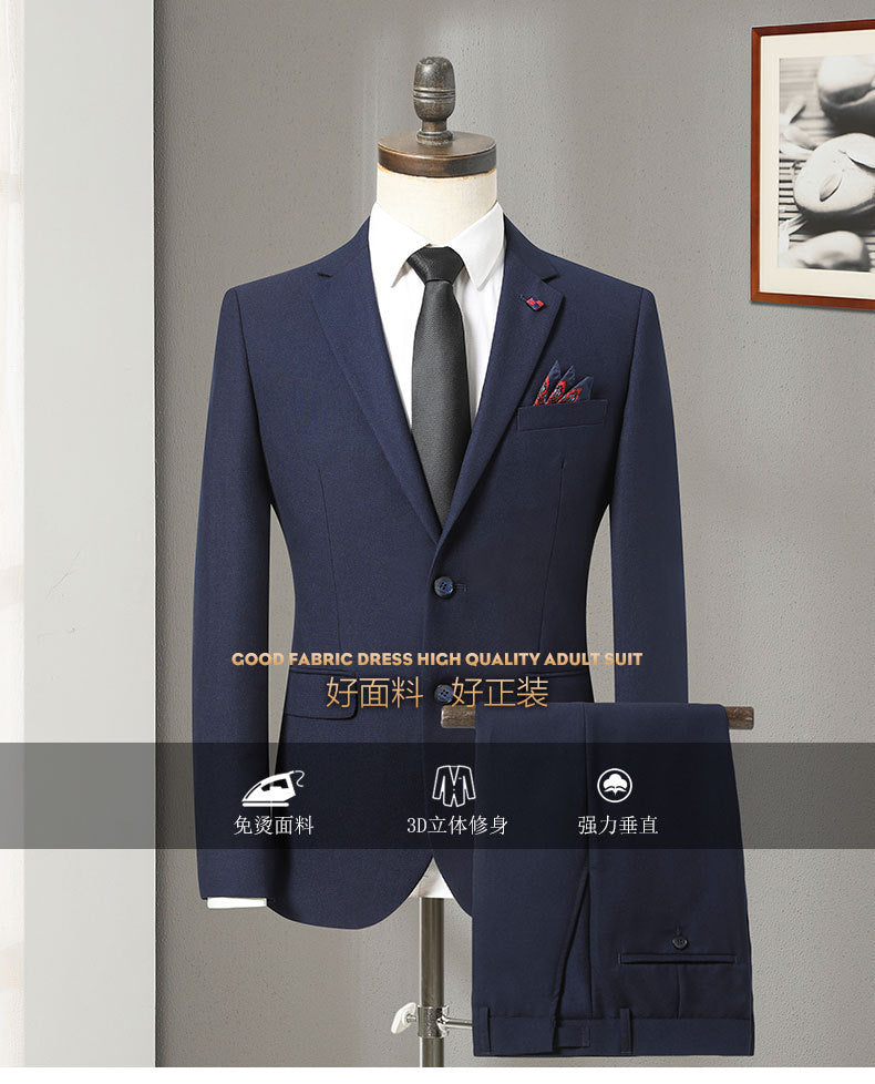 LOVECCR   New Men's Brand Cut-off Suit Suit in Blue Flat Collar Elegant Fashion Slim Wedding Dress Best Man