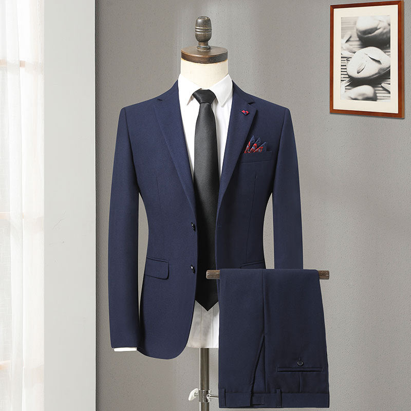 LOVECCR   New Men's Brand Cut-off Suit Suit in Blue Flat Collar Elegant Fashion Slim Wedding Dress Best Man