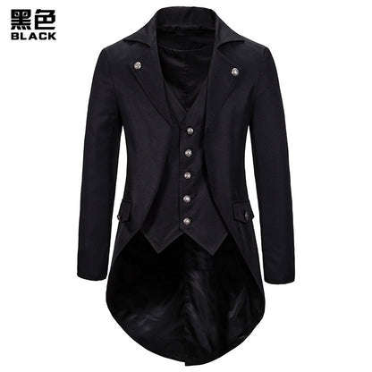 LOVECCR   European and American Style Men's Clothing Autumn and Winter Evening Dress Swallowtail Men's Lapel Suit F01