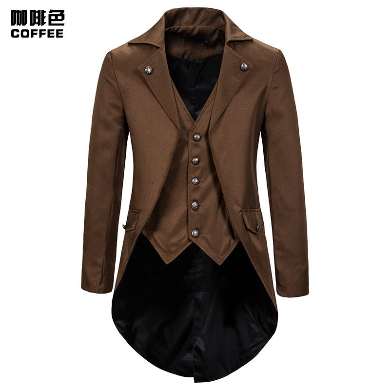 LOVECCR   European and American Style Men's Clothing Autumn and Winter Evening Dress Swallowtail Men's Lapel Suit F01