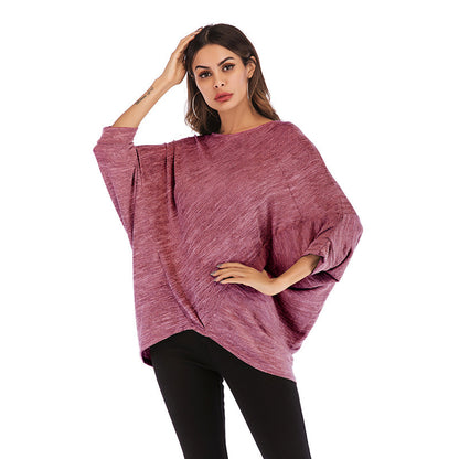 LOVECCR popular Autumn  wishebay New women's clothing 2025 solid color tops women's bat sleeves women's knitted sweater