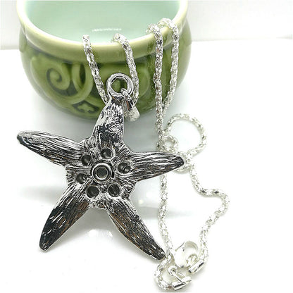 Color-Changing Necklace Temperature-Sensitive Mood Temperature-Changing Gem Diamond-Embedded Starfish Pendant Necklace Birthday Gift Student Gift Couple