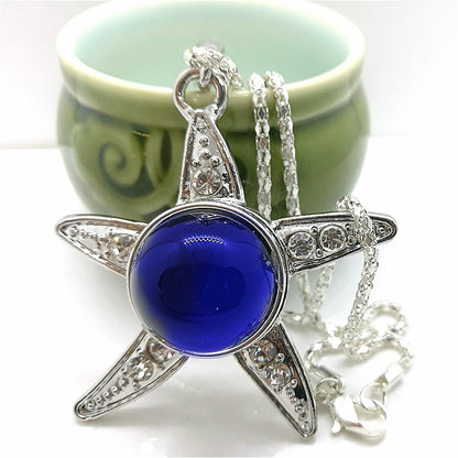 Color-Changing Necklace Temperature-Sensitive Mood Temperature-Changing Gem Diamond-Embedded Starfish Pendant Necklace Birthday Gift Student Gift Couple