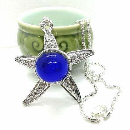 Color-Changing Necklace Temperature-Sensitive Mood Temperature-Changing Gem Diamond-Embedded Starfish Pendant Necklace Birthday Gift Student Gift Couple