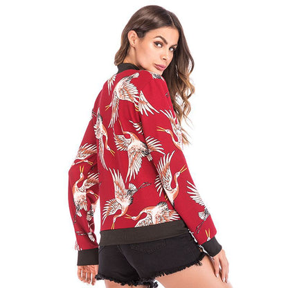 LOVECCR Hot   trade autumn and winter baseball jersey 2025 women's clothing long-sleeved zipper printed jacket jacket women