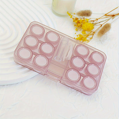 6-in-1 Eyekan Contact Lens Case Set, PVC Material, Portable Travel Kit with Transparent Flip-Top Cases, Cute Storage Box, Tweezers, and Remover Tool