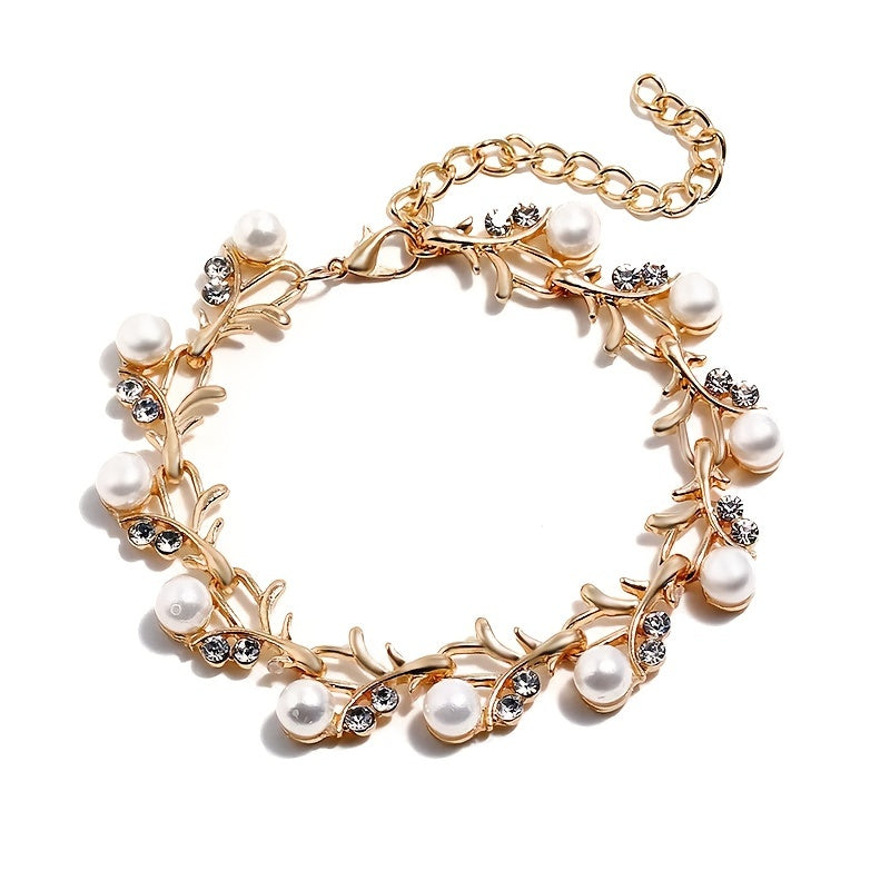 Elegant & Luxurious 14K Gold-Plated Pearl Set: Necklace, Bracelet, Earrings - Timeless Style for Music Lovers