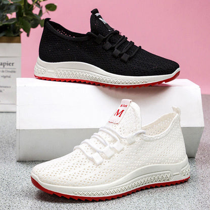 loveccr Old Beijing Cloth Shoes Casual Slip-on White Shoes Women's Summer Mesh Shoes Sneaker Soft Bottom Square Dance Mom Shoes