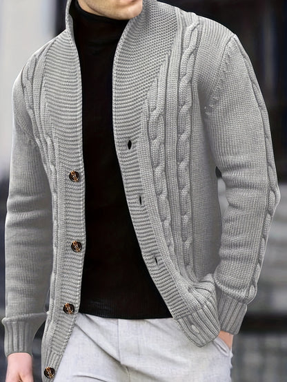 Cozy Men's Rib Knit Long Sleeve Button Up Cardigan - Soft, Chic, and Trendy Comfy Top for Autumn and Winter Outdoors Leisurewear with Relaxed Fit and Versatile Style