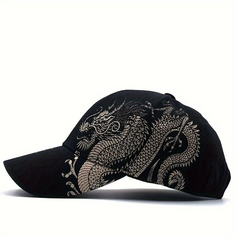 1pc Chinese Style Oriental Dragon Print Baseball Cap