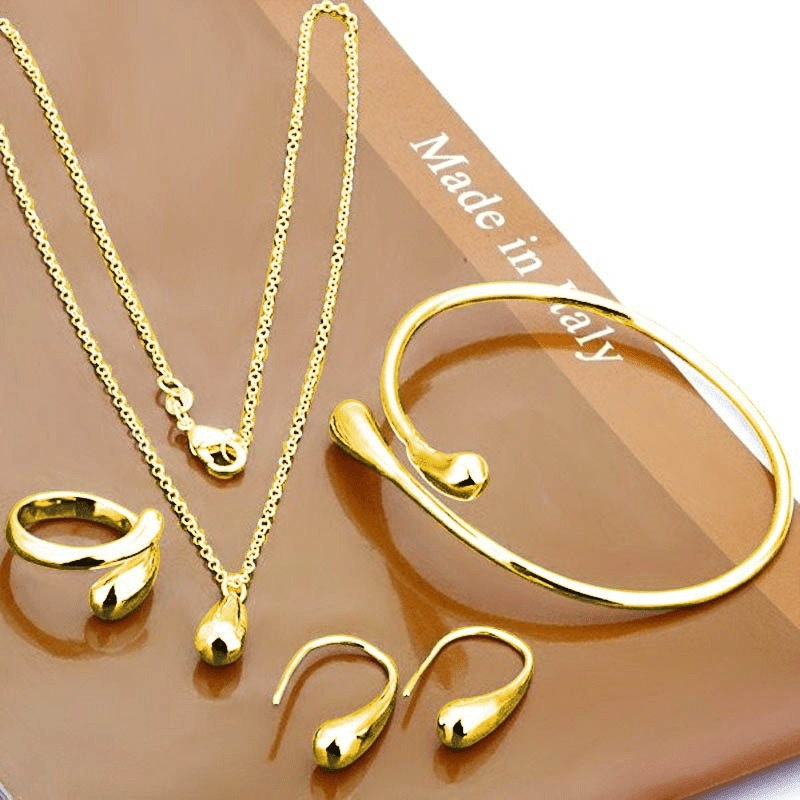 Trendy Water Droplet Pendant Necklace Earrings Banquet Wedding Anniversary Women's Jewelry Set Gift