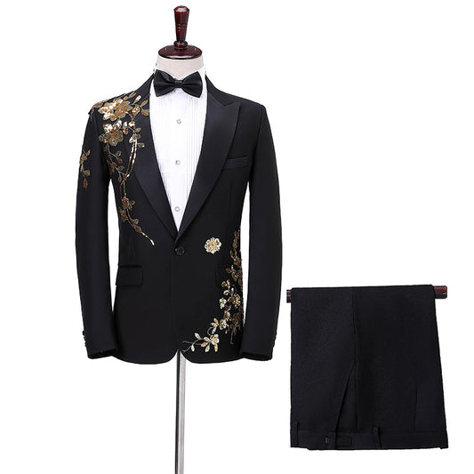 LOVECCR   New Sequined Suit Suit Costume Stage Chorus Men's Dress Singer Host Male Adult Suit