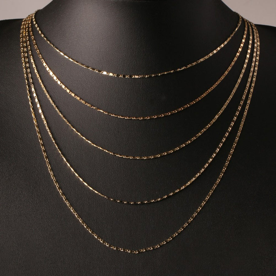 1pc Chic Italian 2MM Flat 18K Gold Plated Punk Necklace Chain - Unisex DIY Link Fashion Jewelry for Style Mavens