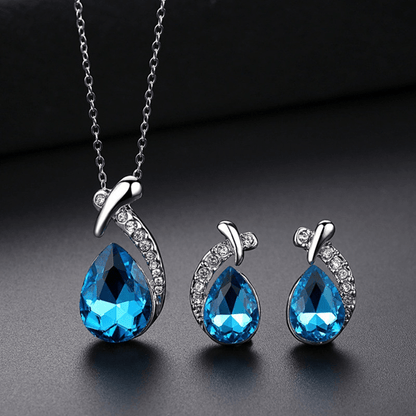 1 Set Glamorous CZ-Studded Mermaid Jewelry Set - Dazzling Pendant Necklace & Chandelier Earrings for Formal Banquets, Weddings & Special Occasions - Unisex Design, Perfect Bridal Gift