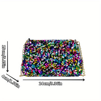 Fashion Glitter Shoulder Bag, Trendy Sequin Underarm Bag, Women's Stylish Handbag & Purse for Carnaval Music Festival