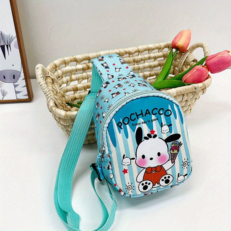 Sanrio Kuromi Pochacco Cinnamoroll Print Fashion Chest Bag - Trendy Travel Companion, Cute Shoulder Bag for Parties, Ideal Birthday Gift for Sanrio Lovers