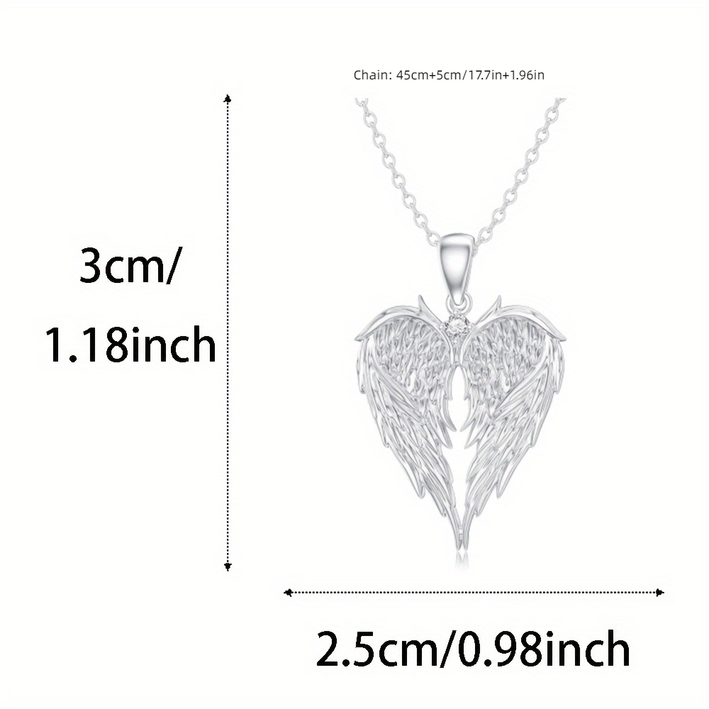 Elegant Angel Wing Heart Shaped Pendant Necklace, Exquisite Fashionable Elegant Versatile Banquet Party Daily Wear Jewelry Gift For Women