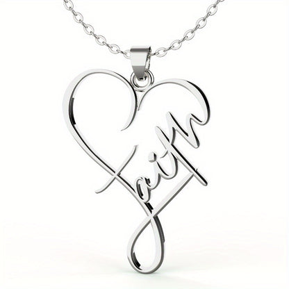 Romantic Heart-Shaped Pendant Necklace - Stylish Stainless Steel with Personalized Letter Charm - A Symbol of Faithful Love for Her & Him