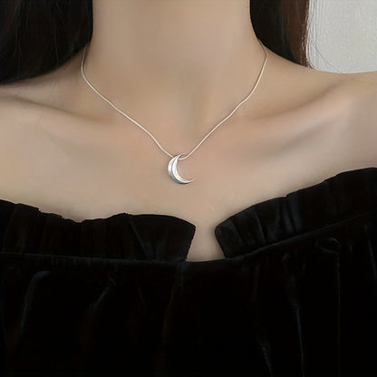 925 Sterling Silver Moon Necklace Hypoallergenic Minimalist Elegant Temperament Versatile Daily Wear Jewelry Gifts For Women