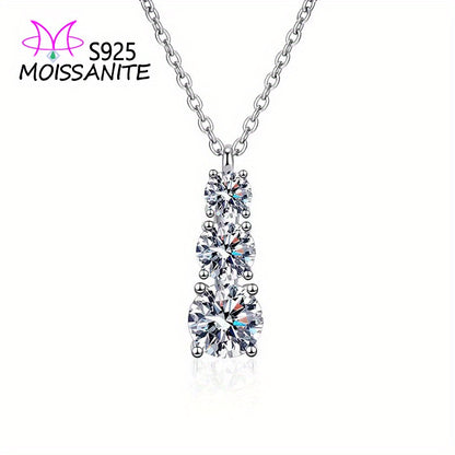 18ct Moissanite Sterling Silver Necklace - Luxurious 18K Gold Plated, Elegant Pendant, Unisex Design, Perfect Gift for Couples, Friends, Birthdays, Anniversaries, Valentines, Mothers Day & New Year, Comes with Box