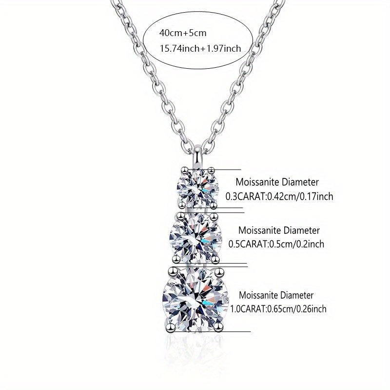 18ct Moissanite Sterling Silver Necklace - Luxurious 18K Gold Plated, Elegant Pendant, Unisex Design, Perfect Gift for Couples, Friends, Birthdays, Anniversaries, Valentines, Mothers Day & New Year, Comes with Box