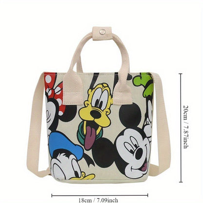 Disney Mickey Mouse Canvas Tote Bag - Durable Single Shoulder Crossbody Handbag with Adorable Donald Duck Design, On-Trend Cartoon-Themed Print, Officially Licensed Disney Product for Fashion-Forward Fans