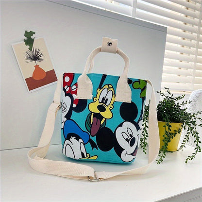 Disney Mickey Mouse Canvas Tote Bag - Durable Single Shoulder Crossbody Handbag with Adorable Donald Duck Design, On-Trend Cartoon-Themed Print, Officially Licensed Disney Product for Fashion-Forward Fans