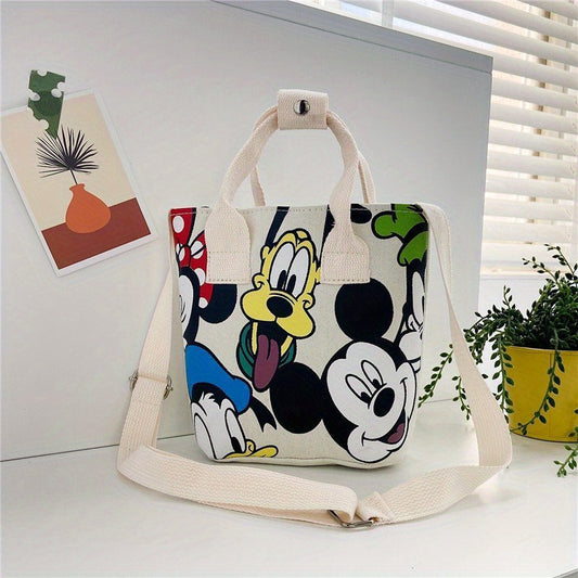 Disney Mickey Mouse Canvas Tote Bag - Durable Single Shoulder Crossbody Handbag with Adorable Donald Duck Design, On-Trend Cartoon-Themed Print, Officially Licensed Disney Product for Fashion-Forward Fans