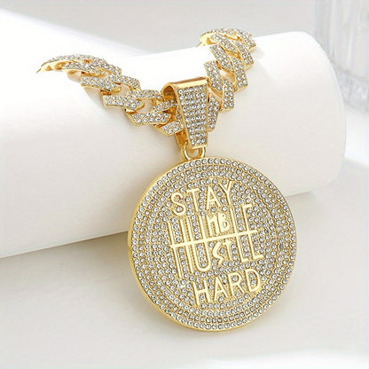 Fashionable Hip-hop Round Pendant Necklace - Durable Cuban Chain - Unisex Style for Trendsetters