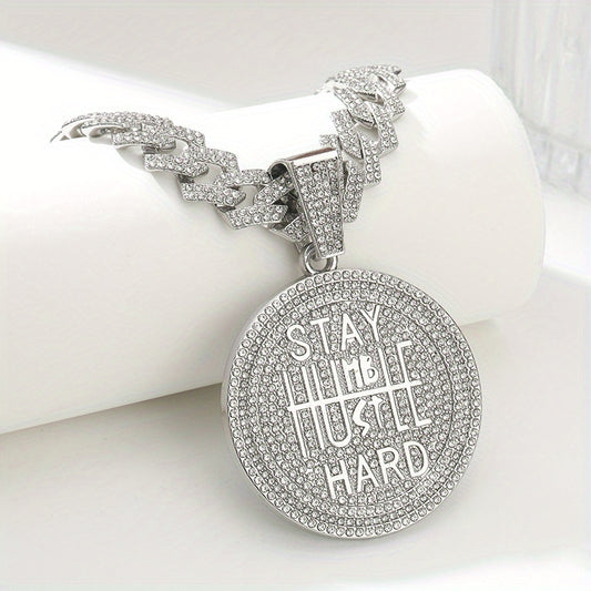 Fashionable Hip-hop Round Pendant Necklace - Durable Cuban Chain - Unisex Style for Trendsetters