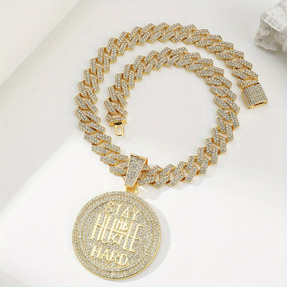 Fashionable Hip-hop Round Pendant Necklace - Durable Cuban Chain - Unisex Style for Trendsetters